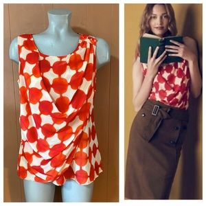 Anthropologie Maeve Draped Quantum Dots Watercolor Silk Sleeveless Top 8